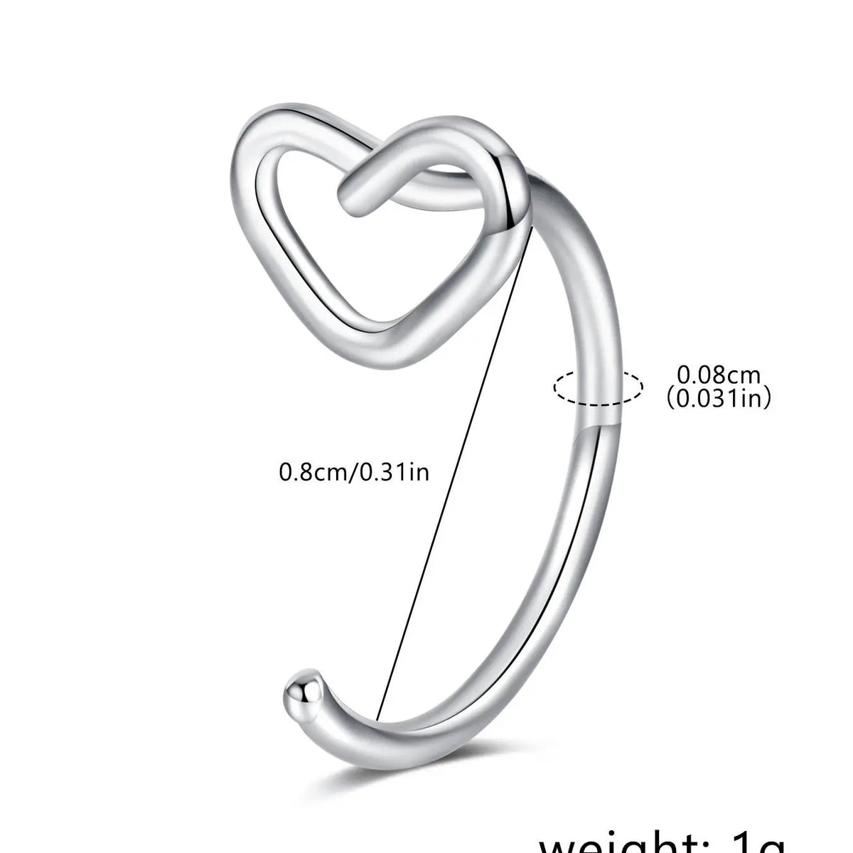 Heart Shaped Nose Ring, Stainless Steel Nose Ring, Fashionable Body Jewelry for Women & Girls, Trendy All-match & Exquisite Jewelry for Birthday Gift, Nose Hoop, Nose Rings Hoops, Nose Piercing Hoop, Body Jewellery