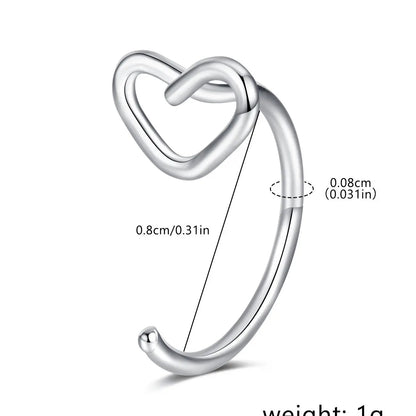 Heart Shaped Nose Ring, Stainless Steel Nose Ring, Fashionable Body Jewelry for Women & Girls, Trendy All-match & Exquisite Jewelry for Birthday Gift, Nose Hoop, Nose Rings Hoops, Nose Piercing Hoop, Body Jewellery