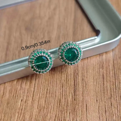 Women's Bling Sparkle Shine Ear Studs - Retro Look Round Zircon Starburst Rhinestone Jewelry, Unisex Fit Cool Costume Accessories, Holiday Gift Ready