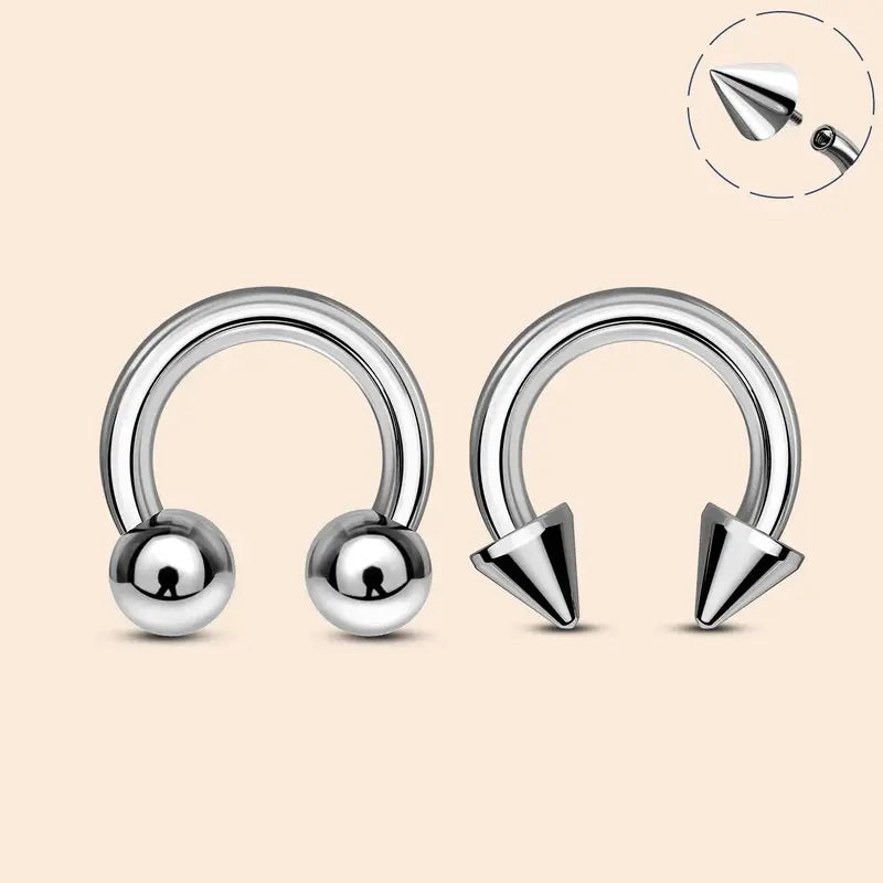 OUFER 10G Titanium Horseshoe Septum Ring - Unisex Bold Fashion Body Jewelry, Internally Threaded Hypoallergenic Ti Barbell, Lead/Nickel-Free, Lightweight, Gentle on Skin, Stretch-Safe for Rooks Daiths, Ball End