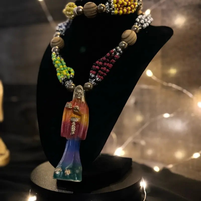 Santamuerte Necklace & Bracelet Set, Curated Conssecrated Santa Muerte Accessories Set - Model 1