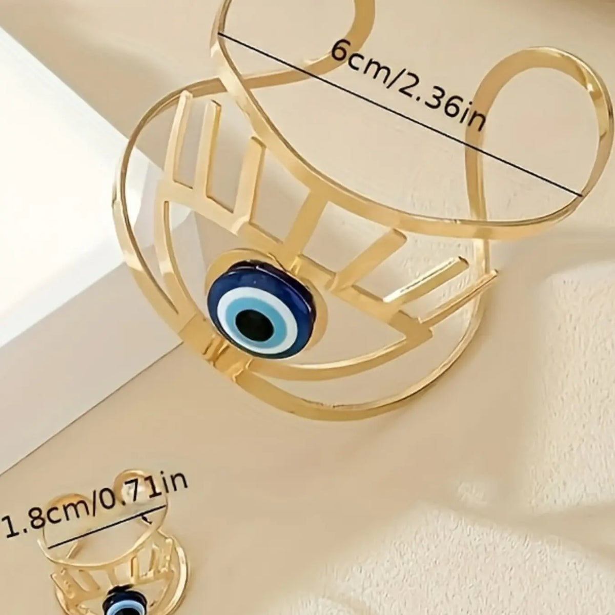 Boho Style Blue Eye Plated Bracelet & Ring Set, Bracelet Jewelry Sets, Spring Summer Versatile Maximalist Jewelry Fashion Accessory, Unisex Jewelry Gift, Perfect for Daily Wear