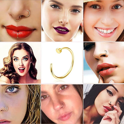 200pcs Nose Rings Set for Women & Men, 316L Stainless Steel, Hypoallergenic, L-Shaped Screw Body Piercing Jewelry, L Shaped Nose Studs for Tragus/Nose/Helix/Conch, Stylish & Comfortable Mix, Helix Pierced Ring