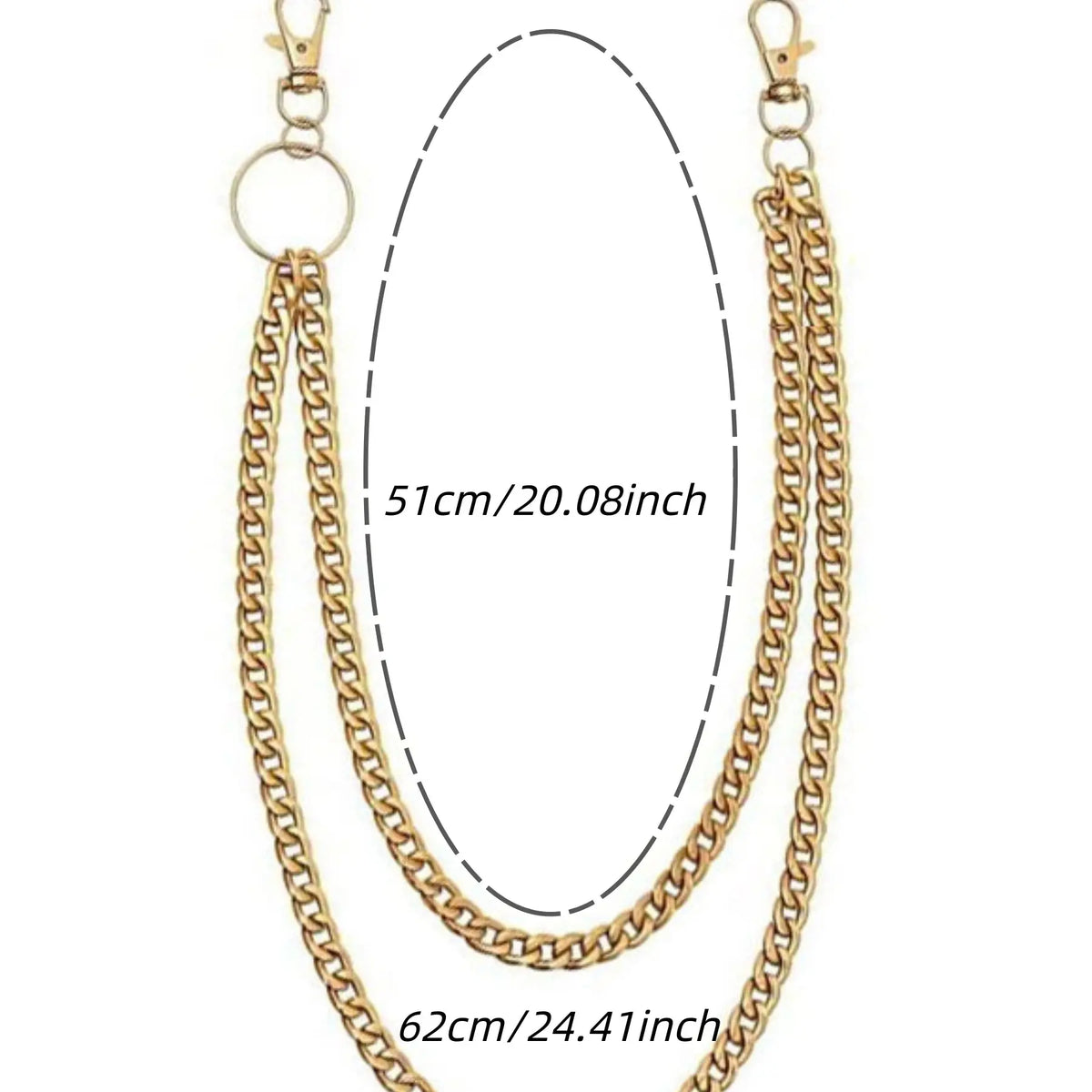 Men's Double Layer Pants Chain, Casual Pants Chain for Jeans Trousers, Pants Chain for Party, Daily Clothing Decor, Pants Chain for Gift, Adjustable Waist Chain, Waist Chain Accessory, Body Jewelry