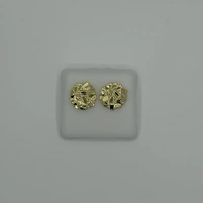 Gold nugget round earrings non tarnish