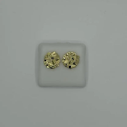 Gold nugget round earrings non tarnish