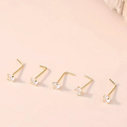 L Shaped Nose Studs, Nose Piercing Jewelry for Women & Men, Chic Body Jewelry, Stainless Steel Body Jewelry for Parties and Daily Wear, Rhinestone Nose Studs, Body Jewellery