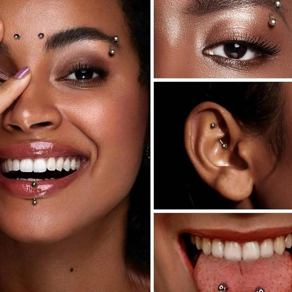 3-Piece Stainless Steel Jewelry Set, Body Piercing Jewelry, Body Jewellery, Eyebrow Lip Belly Button Piercing Rings, Cz Cubic Zirconia Styles, 6-10mm Sizes, All Season Wear