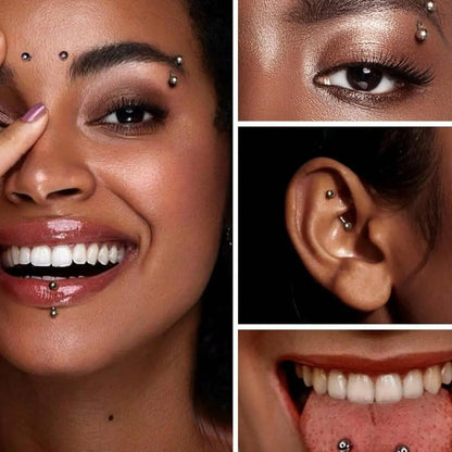 3-Piece Stainless Steel Jewelry Set, Body Piercing Jewelry, Body Jewellery, Eyebrow Lip Belly Button Piercing Rings, Cz Cubic Zirconia Styles, 6-10mm Sizes, All Season Wear