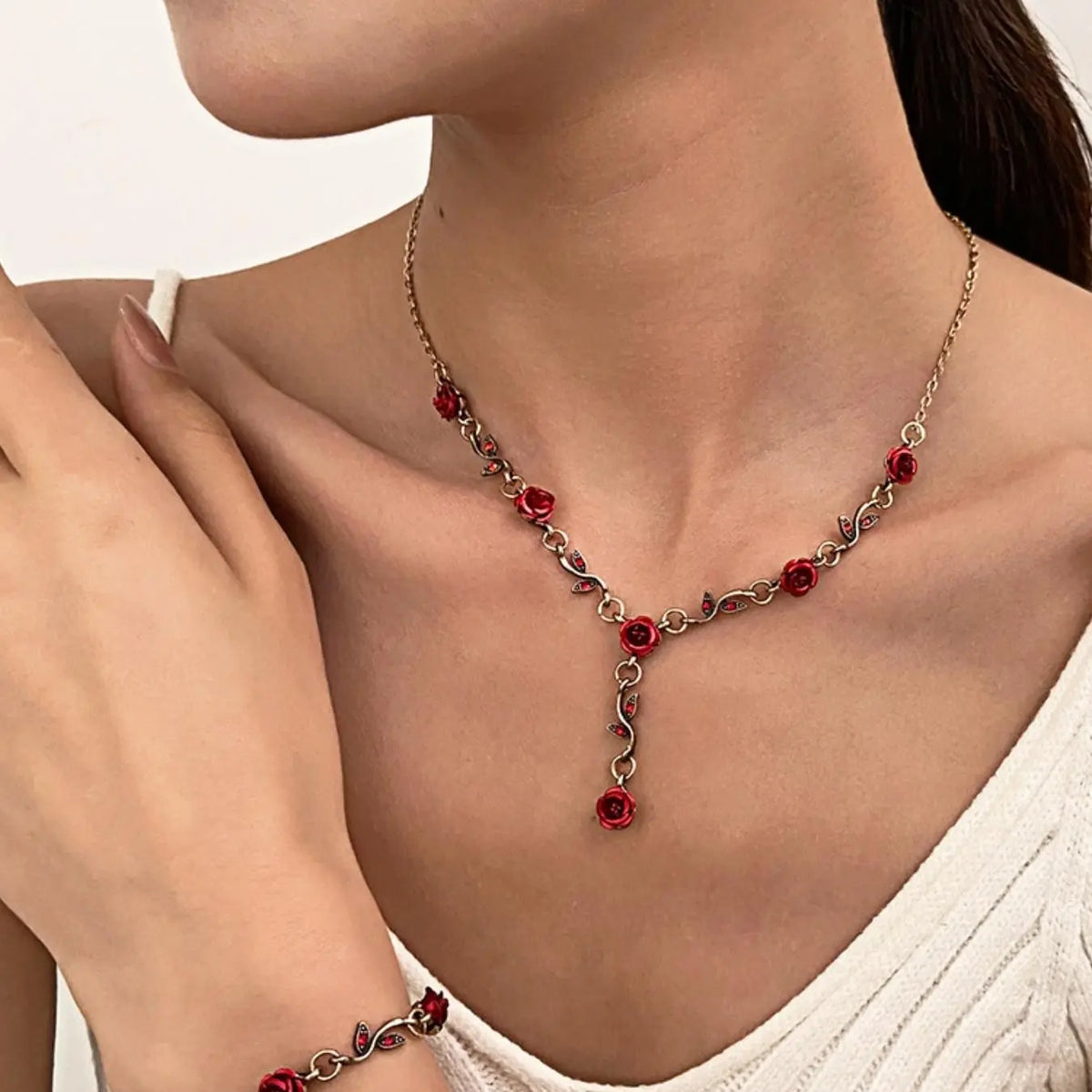 3 Piece Vintage Rose Vine Flower Jewelry Set, Adjustable, Lightweight, Perfect for Daily Wear, Gifts, Special Occasions