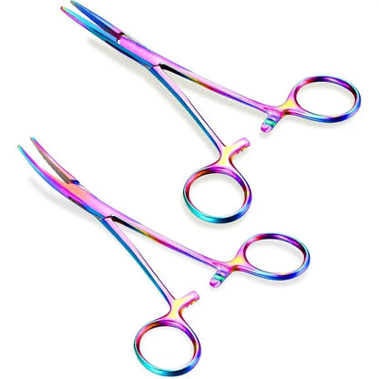 GEMQUEEN Rust-Proof Stainless Steel Piercing Taper Pliers Ball Grabber Piercing Kit - 4.7in Curved/Straight Forceps, 14G/16G/18G Sizes, Acrylic-Safe, Secure Hold, Internal Thread Insertion Pins, for Earlobe Helix Tragus Body Jewelry Adjustment