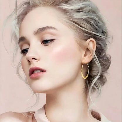 Hypoallergenic Gold Teardrop Hoop Earrings for Women ，Gold Plated Stainless Steel Large Oval Hoops, Tarnish Resistant, Comfortable Lightweight Earrings for Sensitive Ears, Ideal for Daily Wear & Gifting, High Quality Earrings, Stylish Jewelry
