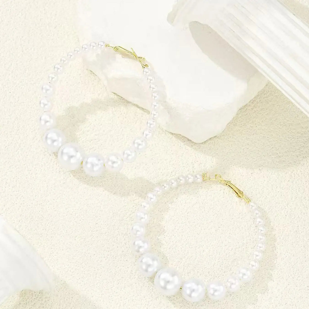 Large Faux Pearl Earrings, French Fashion High-End Style, Stylish Jewelry, Vintage Exaggerated Ear Cuffs, Christmas Valentine's Day Birthday Gift, High Quality Earrings Earcuff