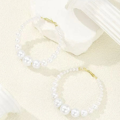 Large Faux Pearl Earrings, French Fashion High-End Style, Stylish Jewelry, Vintage Exaggerated Ear Cuffs, Christmas Valentine's Day Birthday Gift, High Quality Earrings Earcuff