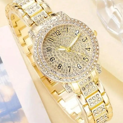 Women's Elegant Fashion Watch & Jewelry Set, Fashion Watch & Jewelry Set for Party, Daily Clothing Decor, Trendy All-match & Exquisite Jewelry for Birthday Gift, Bracelet Watch Set, Fashionable Jewelry Set