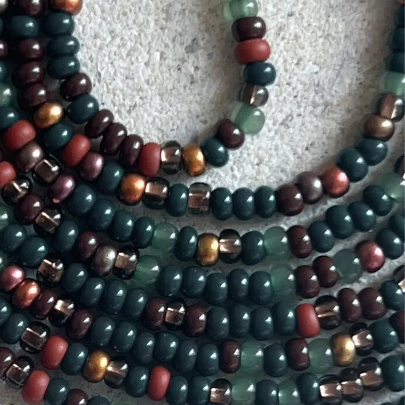 EARTHY BAE - READ DESCRIPTION! - Tie On Waist Beads - 45 to 60 inches Waistbeads -  Green Waistbeads - Grounding Healing Balance Abundance Waistbeads - Belly Beads - Body Beads - Authentic Waistbeads - African Waistbeads Earthy Waistbeads - Made By Venus
