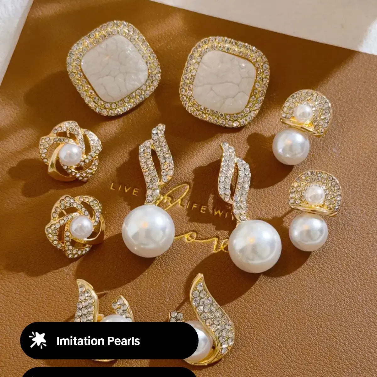 Elegant Faux Pearl & Rhinestone Jewelry Set, Fashion Jewelry for Party, Trendy All-match & Exquisite Jewelry for Birthday Gift, Fashionable Ear Studs Earrings, Shining Earrings, Unique Design Earrings, Stud Earring Sets, Jewellery