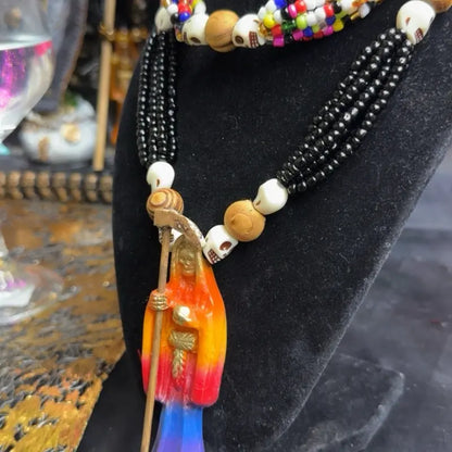 Santamuerte Necklace & Bracelet Set, Curated Conssecrated Santa Muerte Accessories Set - Model 1