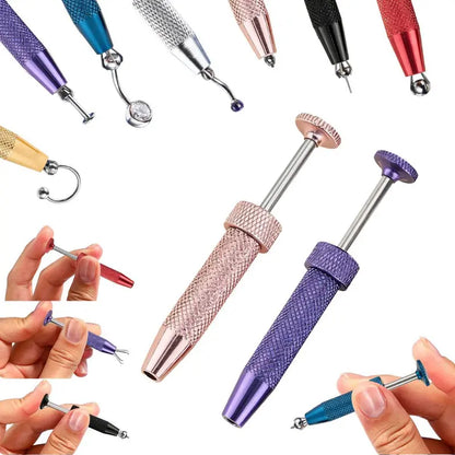 Oufer Push-in Style Quad Prong Bead Ball Holder, Body Jewelry Changer Kit 14/16G/18G/20G  for youer for Nose Piercing, Ear Piercing 6.4cm Stainless Steel Geometric Piercing Grabber Tool for Changing Jewelry, Piercing Tools For Jewelry Chnaging