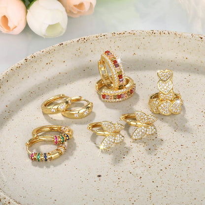 Women's Elegant Butterfly & Heart Design Hoop Earrings, Exquisite Hoop Earrings, Trendy All-match Jewelry As Gift for Daily & Party Decor