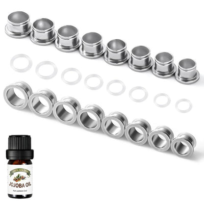 Stainless Steel Ear Stretching Kit (12-26Pcs) - 1-7mm/7.5-12mm Plugs with O-Rings, Jojoba Oil Aftercare, Gauge Tunnels for Stretched Ears Style, Body Piercing Jewelry for Adults, Ear Gauge Tunnels
