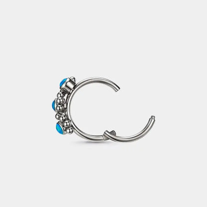 OUFER BOHO Style Triple Blue Opal 20G Hinged Segment Nose Hoop Nose Ring