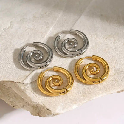 Oufer Spiral 316L Stainless Steel Faux Stretched Clicker 2PCS Earrings Set - Non-Tarnish, Casual, Alt Fashion Earrings for Women