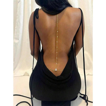 Rhinestone Decor Back Chain Necklace, Bling Chain, Fashion Body Jewelry for Party, Daily Clothing Decor, Trendy All-match & Exquisite Jewelry for Birthday Gift