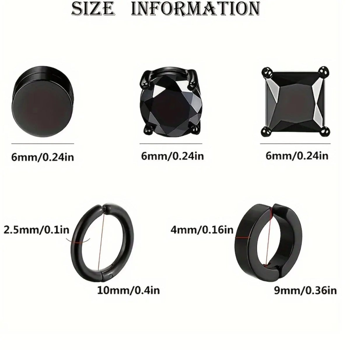 15 Pairs Fashion Street Style Stainless Steel Magnetic Hoop Earrings, Ear Hoops, Earring Set, Non Pierced Jewelry for Men and Women, Acupressure Patch