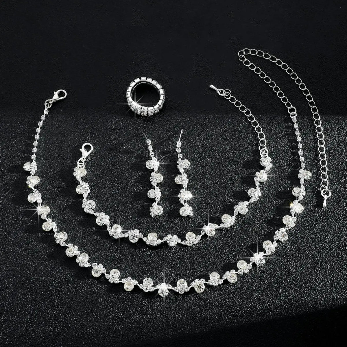 Luxury Temperament Necklace & Ring & Earrings & Bracelet, Fashion Jewelry for Party, Daily Clothing Decor, Trendy All-match & Exquisite Jewelry for Birthday Gift, Elegant Jewelry Set, Jewellery Gift Set