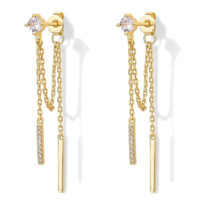 Drop Dangle Chain Earrings for Women Chain Dangles Dangling Chain Studs Cubic Zirconia Ball Cz Earrings Threader Earscapes Earrings Versatile Earrings High Quality Earrings Fashion Jewelry Gift Fashionable Jewelry
