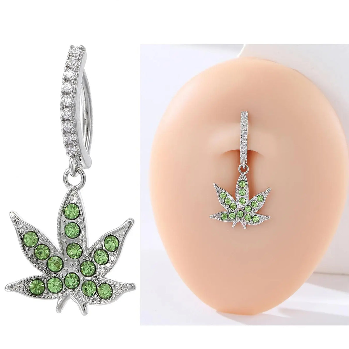 2024 New Stylish Leaf Rhinestone Belly Button Rings, Women Belly Piercing, Simple Personalized Body Jewelry, Body Jewellery, Classic Belly Button Piercing, Navel Piercing Jewelry, Fashion Accessories for Daily Wear
