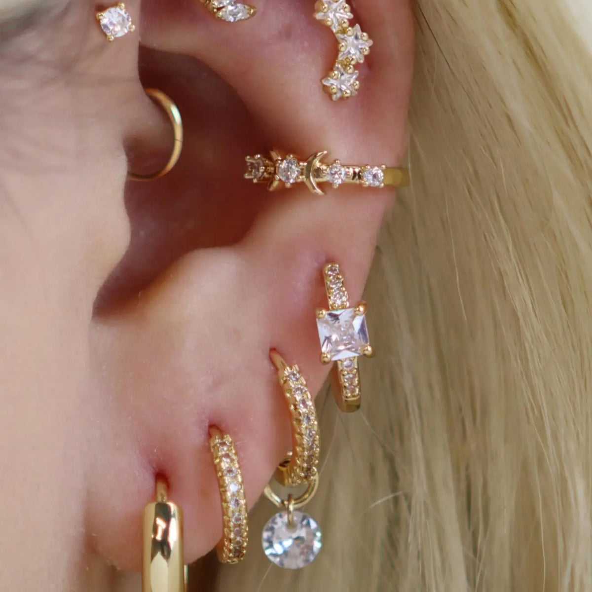 Star & Moon Design Earrings Set, Earring Stack, Fashionable Earrings for Women & Girls, Casual Jewelry for Party, Daily Clothing Decor, Trendy All-match & Exquisite Jewelry for Gift, Earring Stacking Set, Ear Accessories