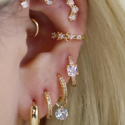 Star & Moon Design Earrings Set, Earring Stack, Fashionable Earrings for Women & Girls, Casual Jewelry for Party, Daily Clothing Decor, Trendy All-match & Exquisite Jewelry for Gift, Earring Stacking Set, Ear Accessories