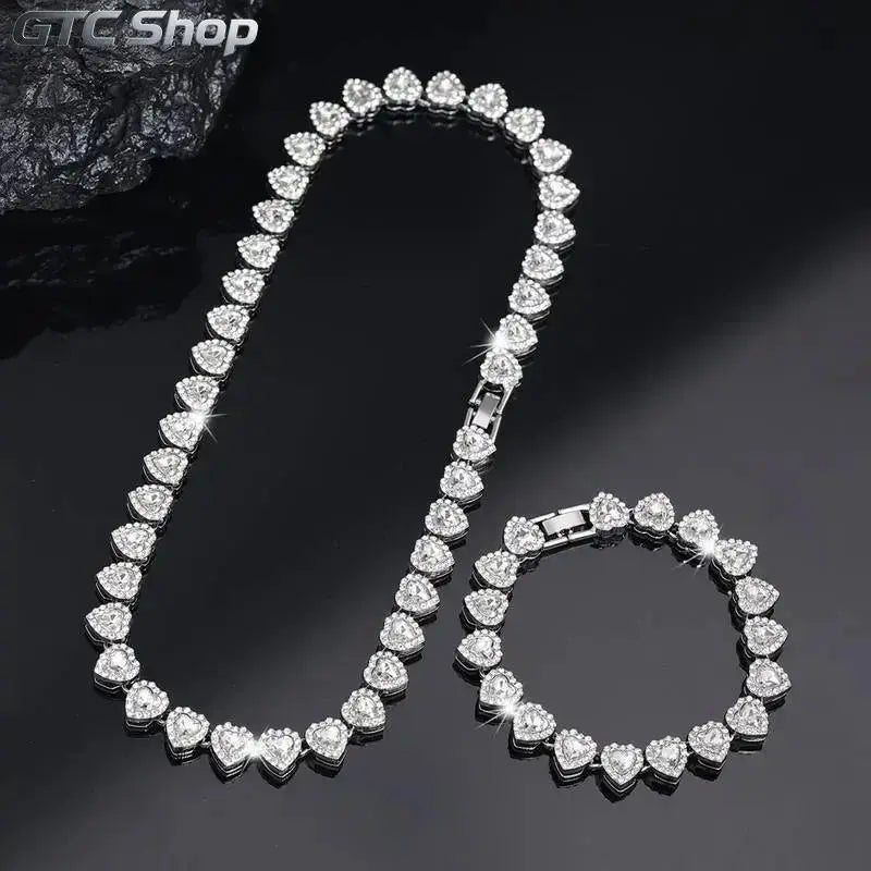 Women's 2-Pcs Heart Cuban Link Matching Necklaces Set with Pendants - Gold Choker Chains Set, Casual Party Birthday Jewelry for Women, Sports & Outdoor Camping Hammock Accessory