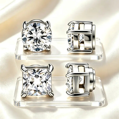 Unisex Stainless Steel Magnetic Stud Earrings Set, 6MM 8MM CZ Non‑Piercing Fake Piercing Earrings, Reusable No Pierced Jewelry for Adult Men Women, Summer Style Daily Wear Accessories`