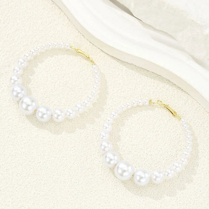 Large Faux Pearl Earrings, French Fashion High-End Style, Stylish Jewelry, Vintage Exaggerated Ear Cuffs, Christmas Valentine's Day Birthday Gift, High Quality Earrings Earcuff
