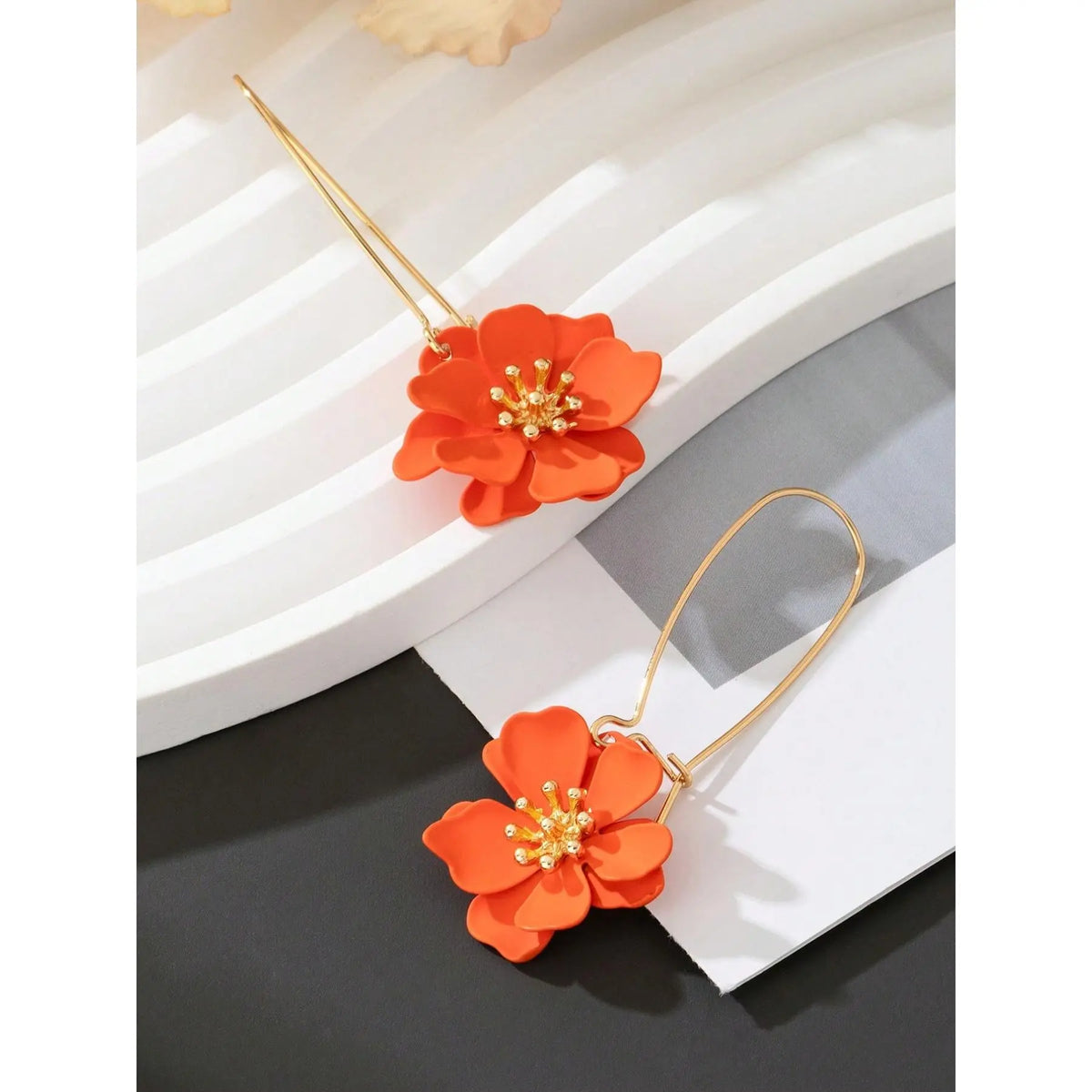 Colorful Floral Drop Earrings for Women, Chic Design in Bright Rose and, Statement Jewelry for Fashion Lovers