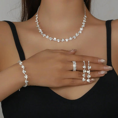 Luxury Temperament Necklace & Ring & Earrings & Bracelet, Fashion Jewelry for Party, Daily Clothing Decor, Trendy All-match & Exquisite Jewelry for Birthday Gift, Elegant Jewelry Set, Jewellery Gift Set