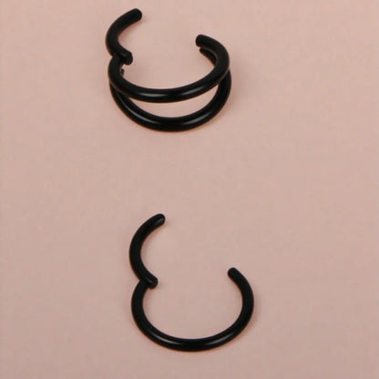 Nose Ring, Body Piercing Jewelry, Nose Rings Hoops, Cartilage Hoop Earring, Helix Hoops, Tragus Hoop Earring, Lip Ring, Septum Ring, Double Hoop, Nose Hoop, Hypoallergenic, Nose Piercing Clicker, Hinged Nose Ring Hoop, 6mm 8mm, 316L St, Jewelry