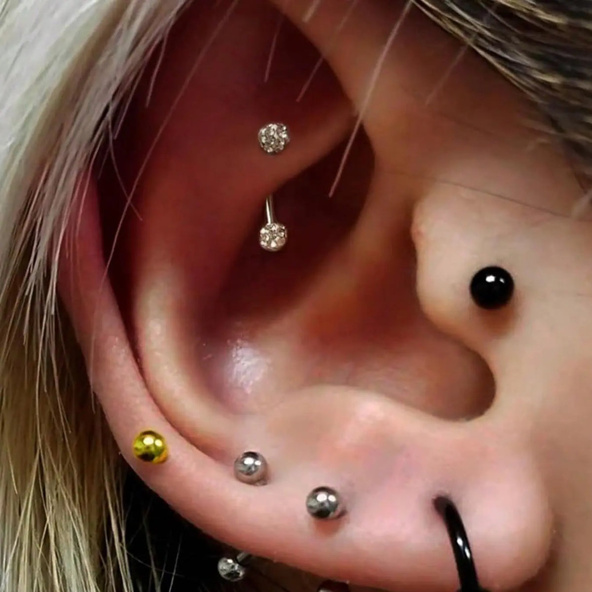 3-Piece Stainless Steel Jewelry Set, Body Piercing Jewelry, Body Jewellery, Eyebrow Lip Belly Button Piercing Rings, Cz Cubic Zirconia Styles, 6-10mm Sizes, All Season Wear