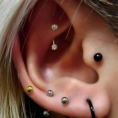 3-Piece Stainless Steel Jewelry Set, Body Piercing Jewelry, Body Jewellery, Eyebrow Lip Belly Button Piercing Rings, Cz Cubic Zirconia Styles, 6-10mm Sizes, All Season Wear