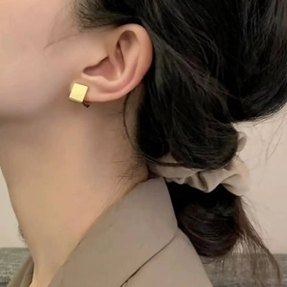 Women's Elegant Geometric Square Hoop Earrings, Lightweight Earring, Fashionable Daily Commute Jewelry, Simple Design, All Season Wear, Dainty Fashion Jewelry, Elegant Minimalist Earrings, Earrings Hoops