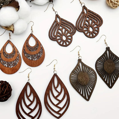 Boho Style Hollow Out Leaf & Water Drop Design Dangle Earrings, Bohemian Earrings, Fashion Jewelry for Party, Daily Clothing Decor, Trendy All-match & Exquisite Jewelry for Birthday Gift, Trendy Fashionable Accessories
