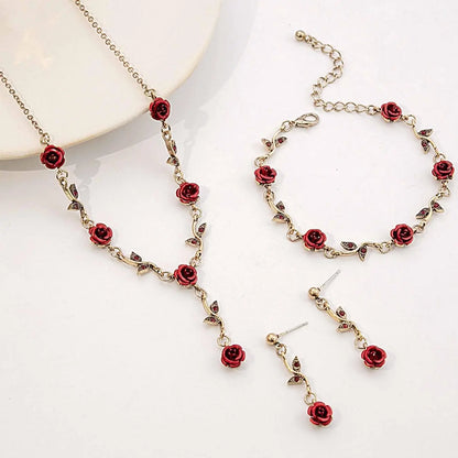 3 Piece Vintage Rose Vine Flower Jewelry Set, Adjustable, Lightweight, Perfect for Daily Wear, Gifts, Special Occasions