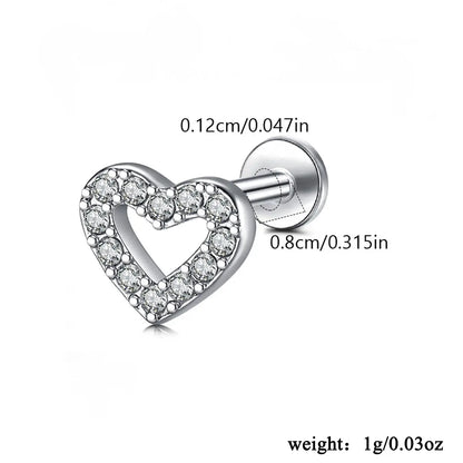 Heart Shaped Hypoallergenic Stud Earrings, Ear Studs, Cute Stainless Steel Cartilage Earrings for Women and Girls, Fashion Jewelry for Party Daily Wear, Ideal Birthday Gift