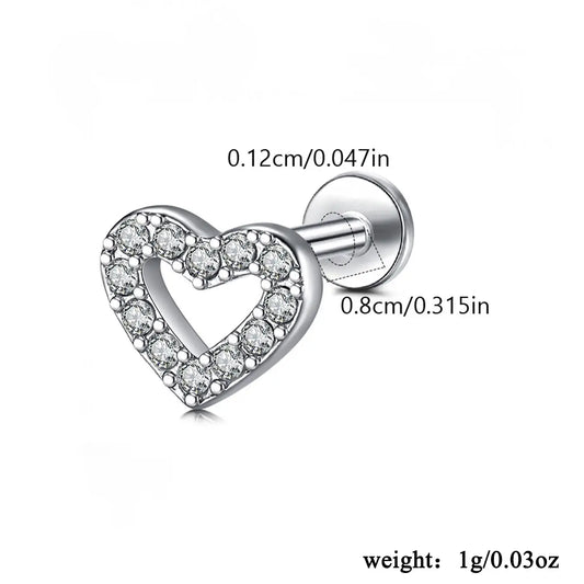 Heart Shaped Hypoallergenic Stud Earrings, Ear Studs, Cute Stainless Steel Cartilage Earrings for Women and Girls, Fashion Jewelry for Party Daily Wear, Ideal Birthday Gift