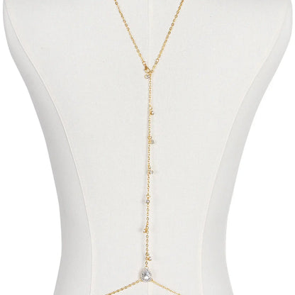 Elegant Backless Body Chain for Women, Zirconia Water Drop Necklace, Fashionable Wedding Accessory, Luxurious Bridal Jewelry