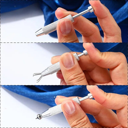 Oufer Push-in Style Quad Prong Bead Ball Holder, Body Jewelry Changer Kit 14/16G/18G/20G  for youer for Nose Piercing, Ear Piercing 6.4cm Stainless Steel Geometric Piercing Grabber Tool for Changing Jewelry, Piercing Tools For Jewelry Chnaging