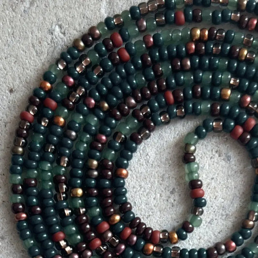 EARTHY BAE - READ DESCRIPTION! - Tie On Waist Beads - 45 to 60 inches Waistbeads -  Green Waistbeads - Grounding Healing Balance Abundance Waistbeads - Belly Beads - Body Beads - Authentic Waistbeads - African Waistbeads Earthy Waistbeads - Made By Venus